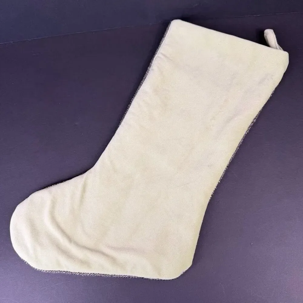 Martha Stewart Everyday Green Beaded Velvet 18 Inch Christmas Stocking